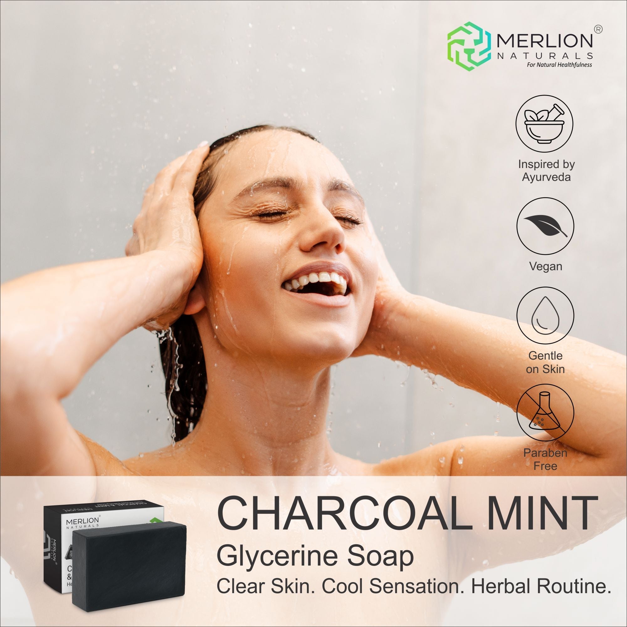 Charcoal & Mint Natural Soap (100gm x 3)