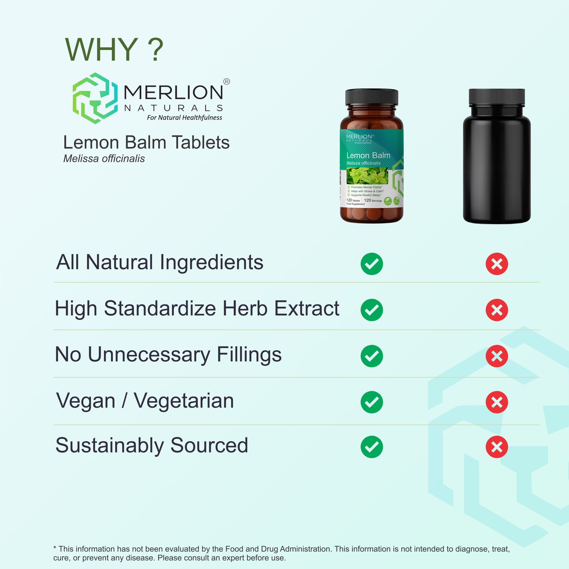 Lemon Balm Tablets | Melissa officinalis | 500mg x 120 Tablets