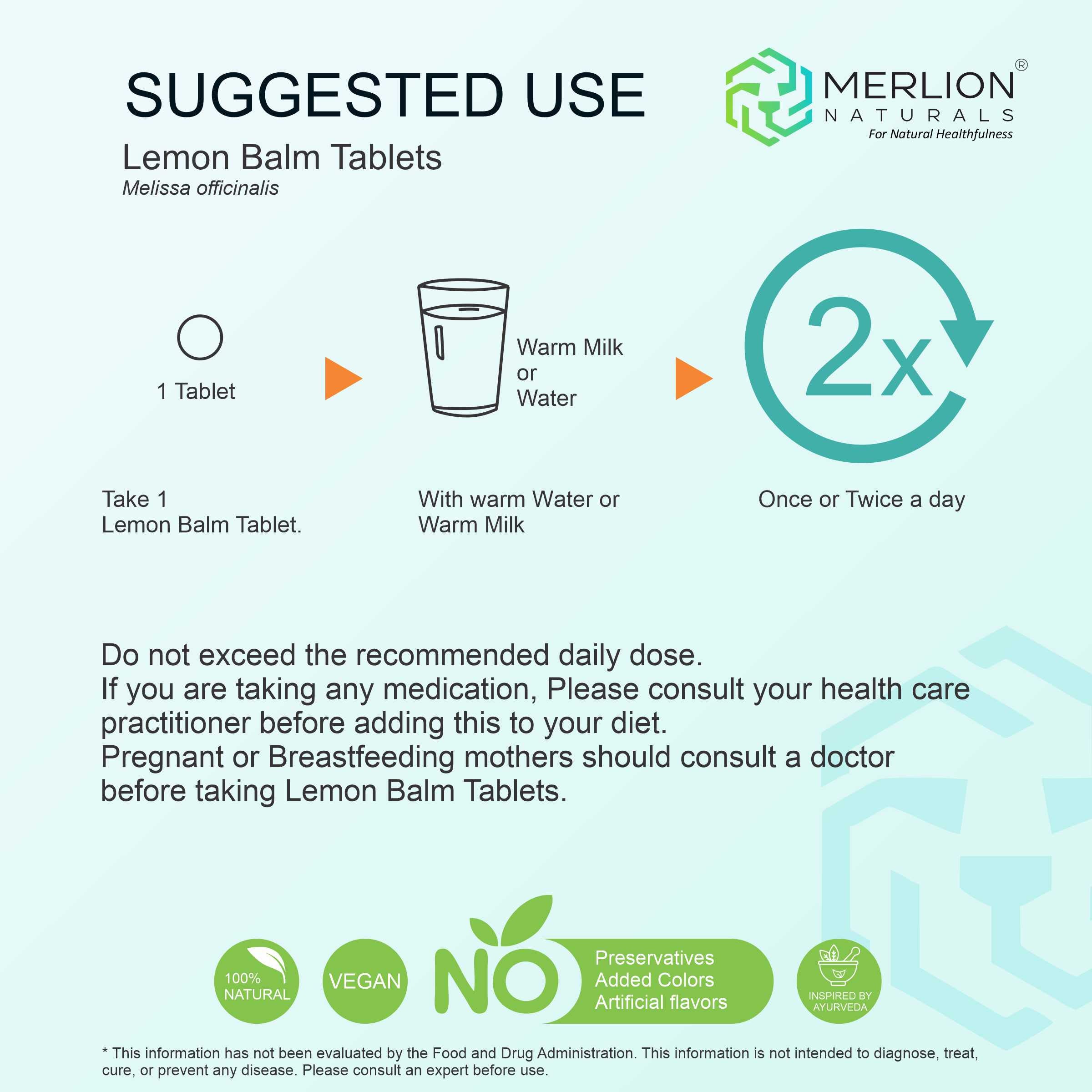 Lemon Balm Tablets | Melissa officinalis | 500mg x 120 Tablets