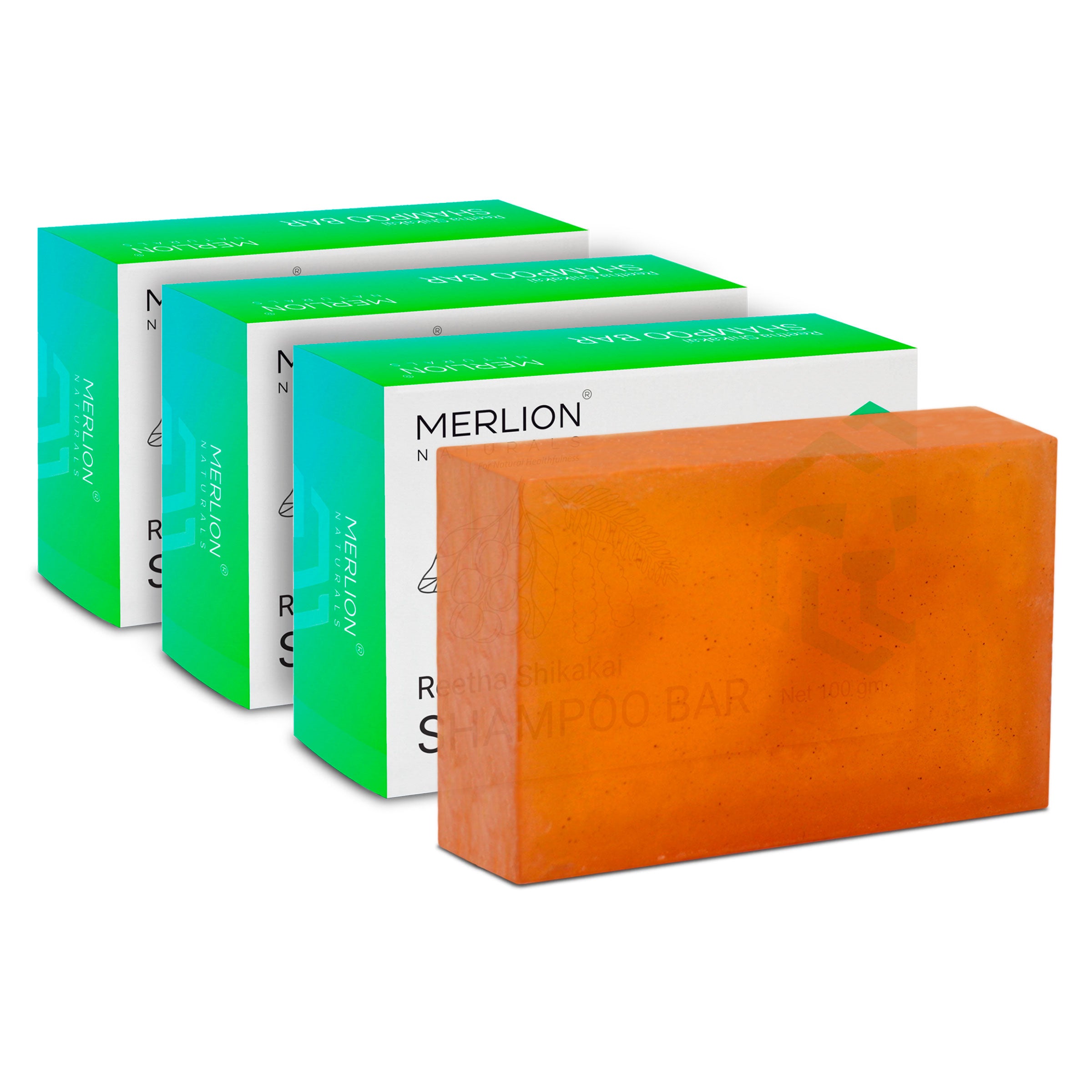 Reetha Shikakai Shampoo Bar by Merlion Naturals 100gm | Pack of 3 with goodness of Traditional Herbs, For All Hair Types, No Parabens