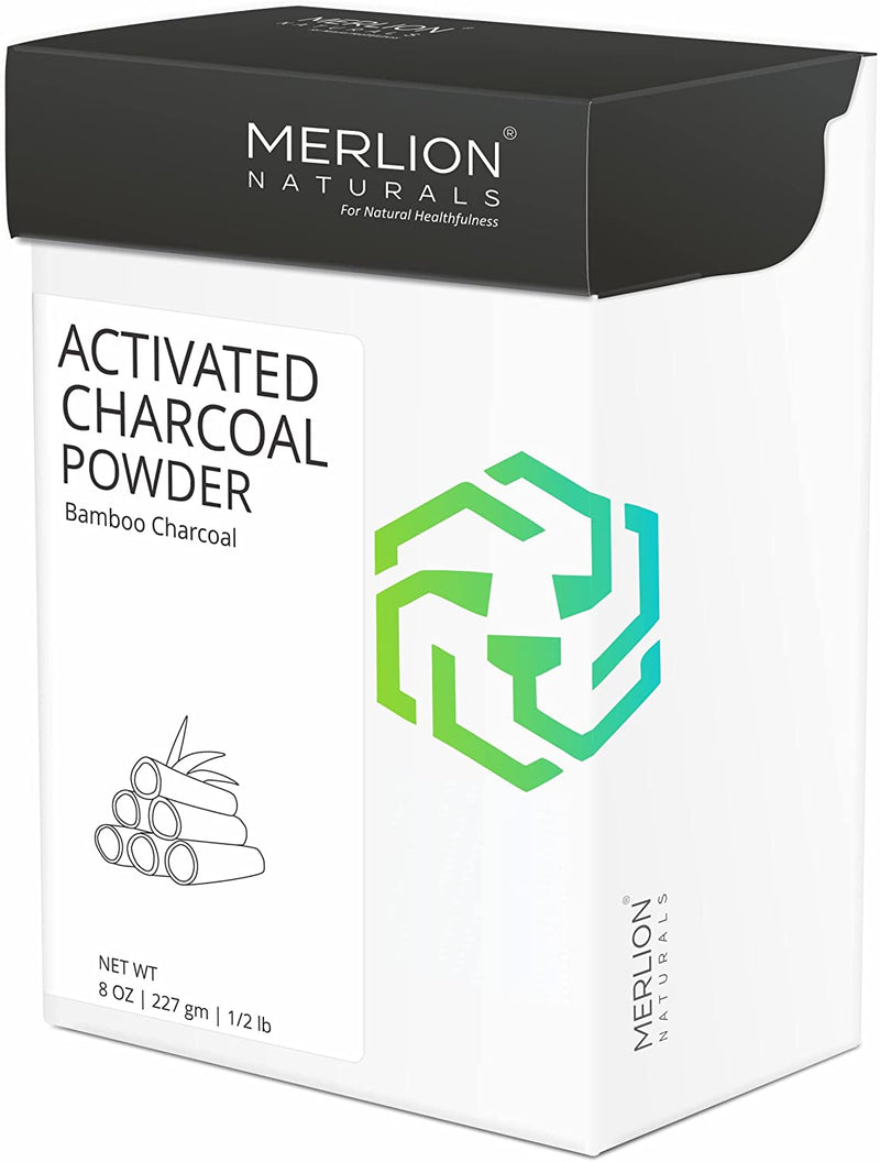 Activated Charcoal Powder by Merlion Naturals | Bamboo Charcoal | 227gm/ 8OZ | 100% Pure and Natural