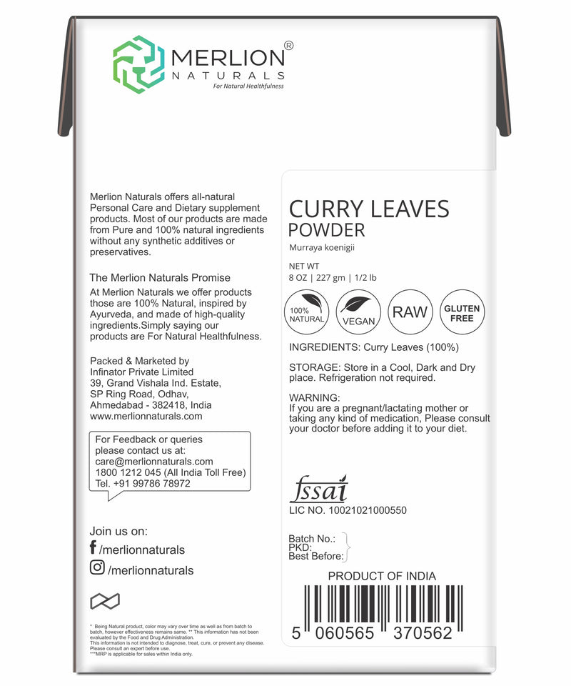 Curry Leaves Powder | Murraya koenigii 227 gm / 8 OZ