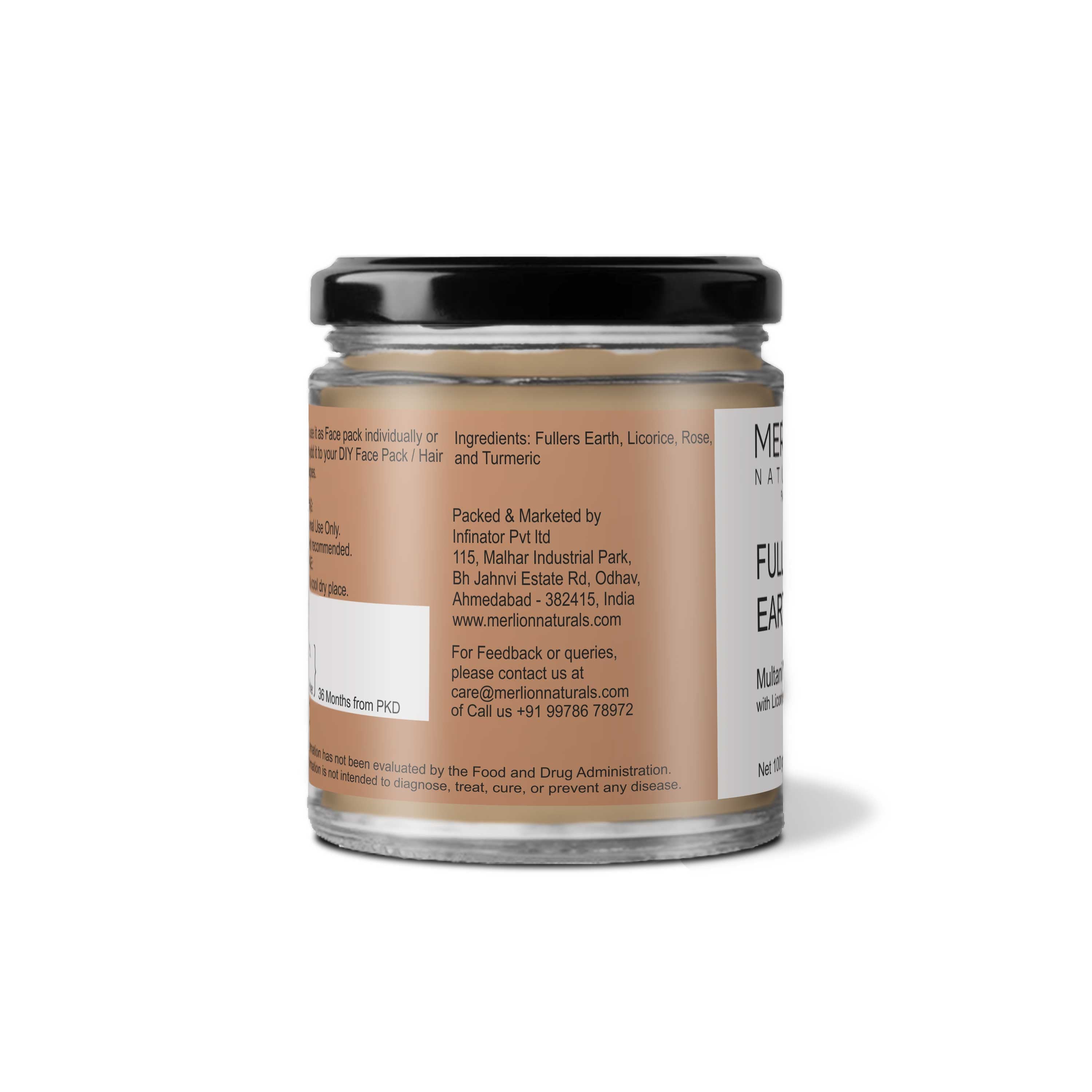 Fuller's Earth Powder | Multani Mitti with Sandal Wood, Turmeric, Licorice and Rose 100 gm / 3.5 oz