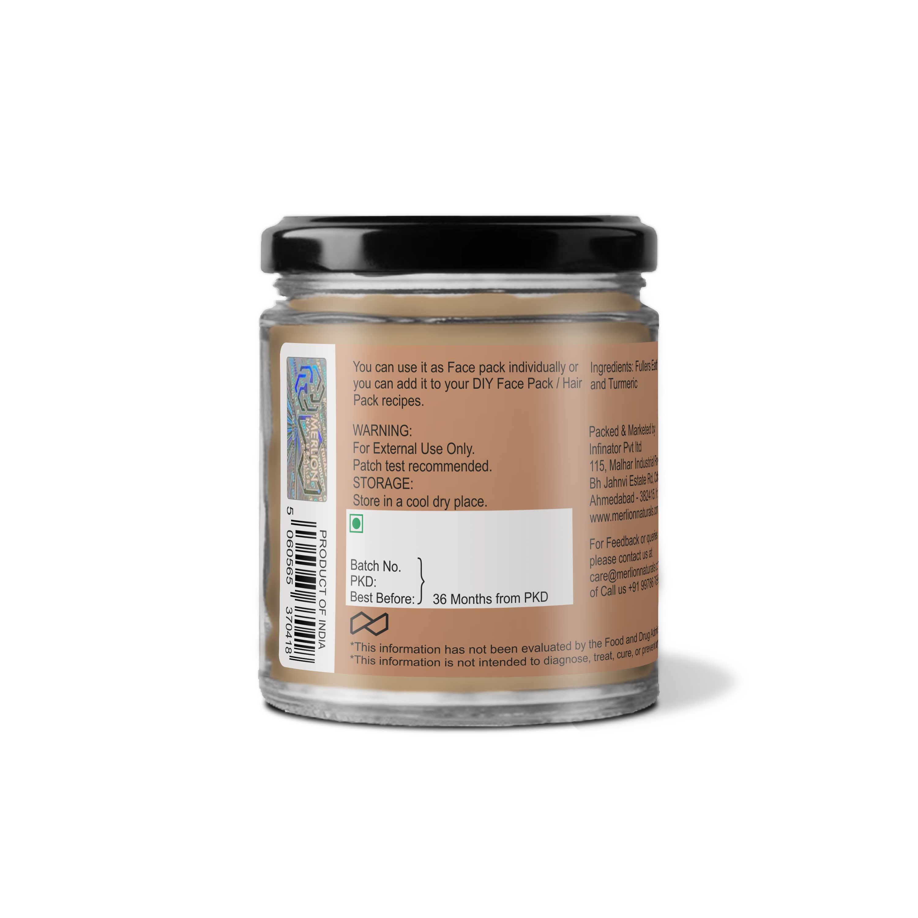 Fuller's Earth Powder | Multani Mitti with Sandal Wood, Turmeric, Licorice and Rose 100 gm / 3.5 oz