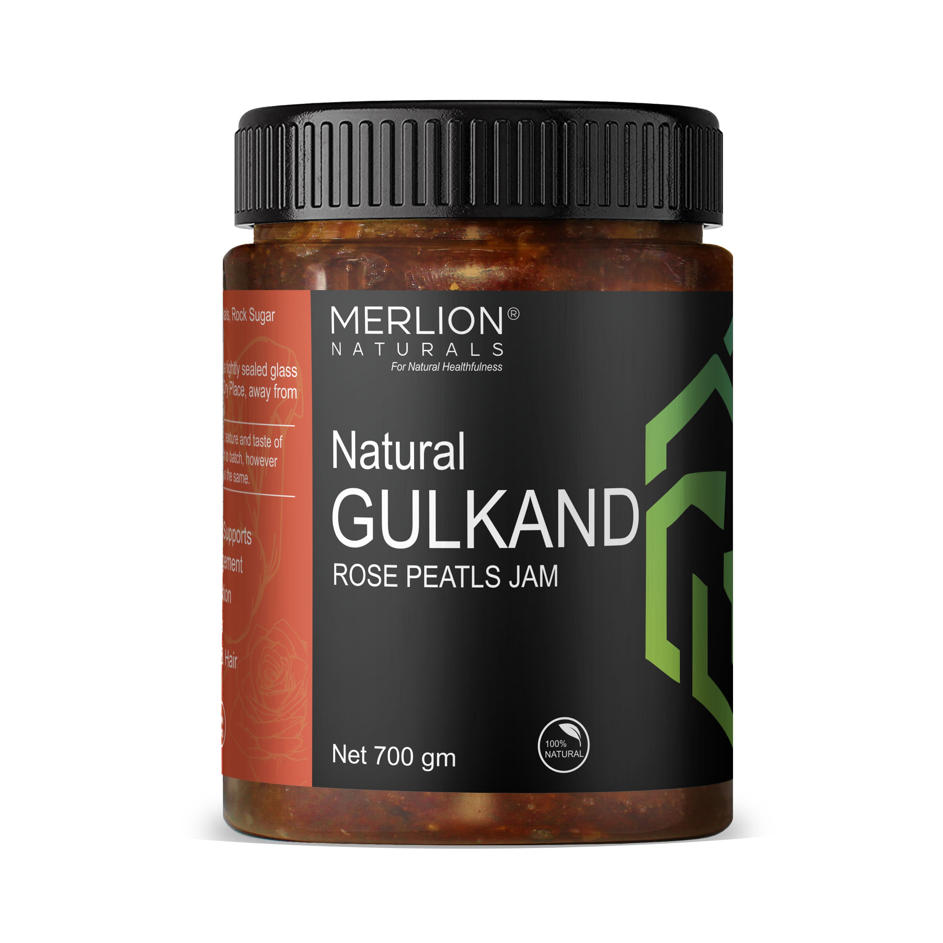 Merlion Naturals Rose Petals Jam - Gulkand 700gm, Front view, Cooling, Skin Glow, Body Balance, Stress Relief