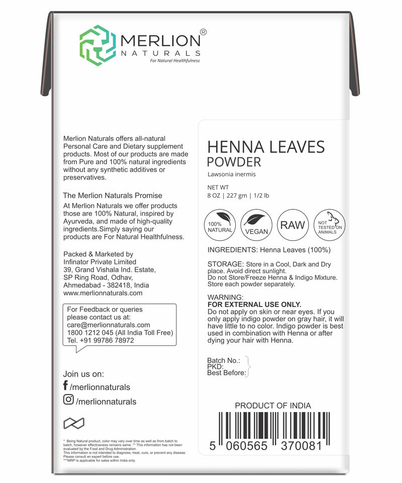 Henna Leaves Powder | Lawsonia inermis 227 gm / 8 OZ
