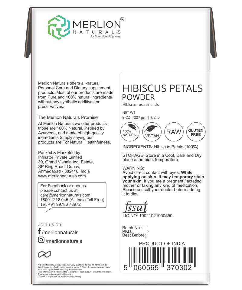 Hibiscus Petals Powder | Hibiscus rosa sinensis 227 gm / 8 OZ