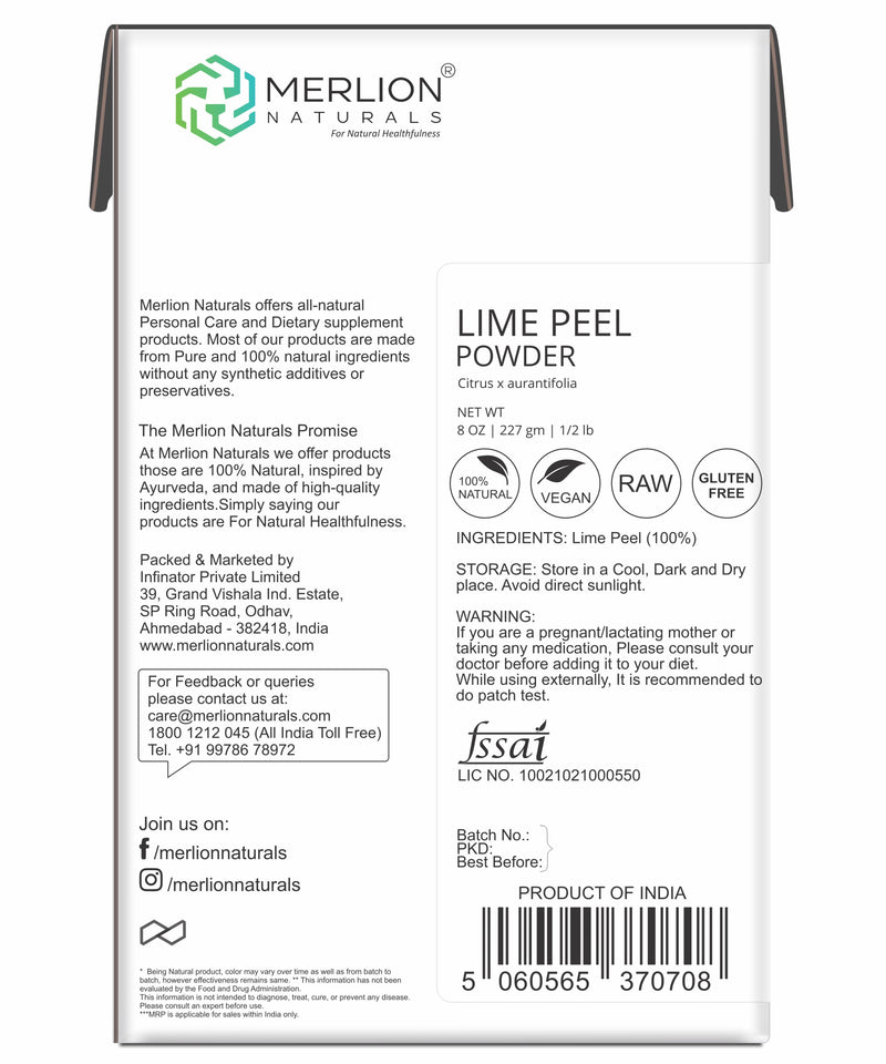 Lime Peel Powder | Citrus x aurantiifolia 227gm