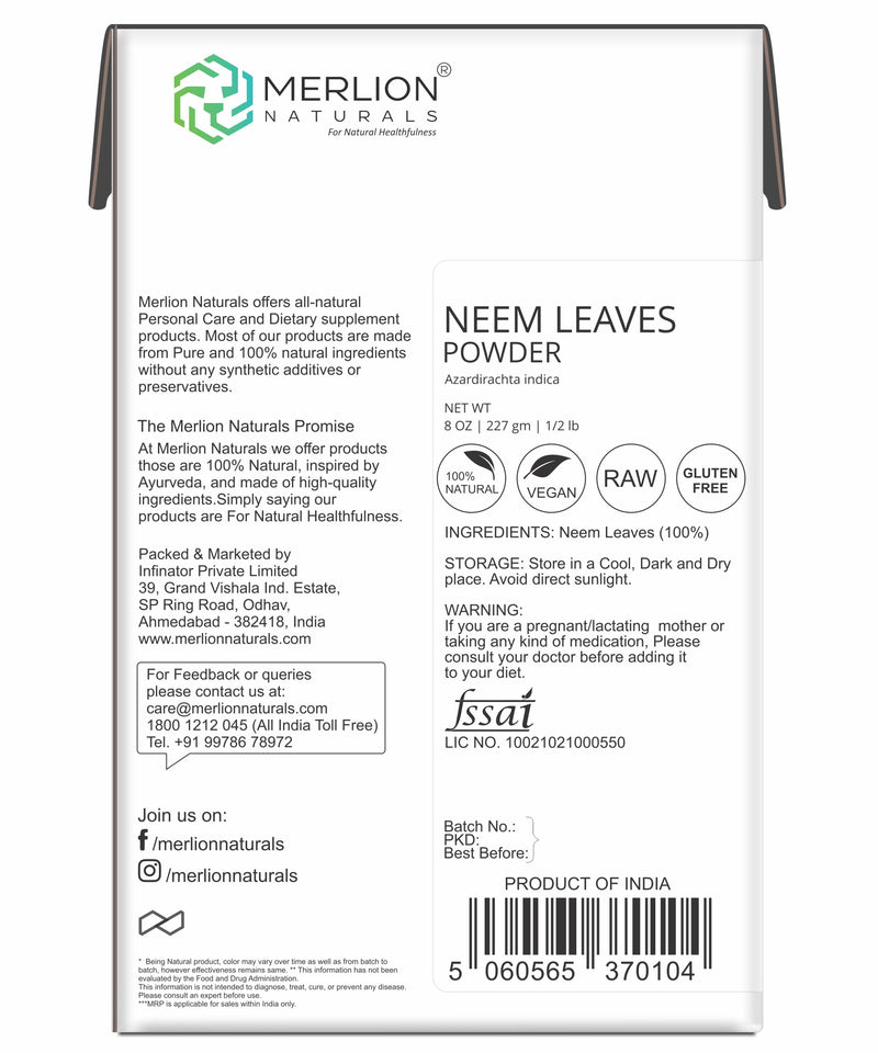 Neem Leaves Powder | Azadirachta indica 227 gm / 8 OZ