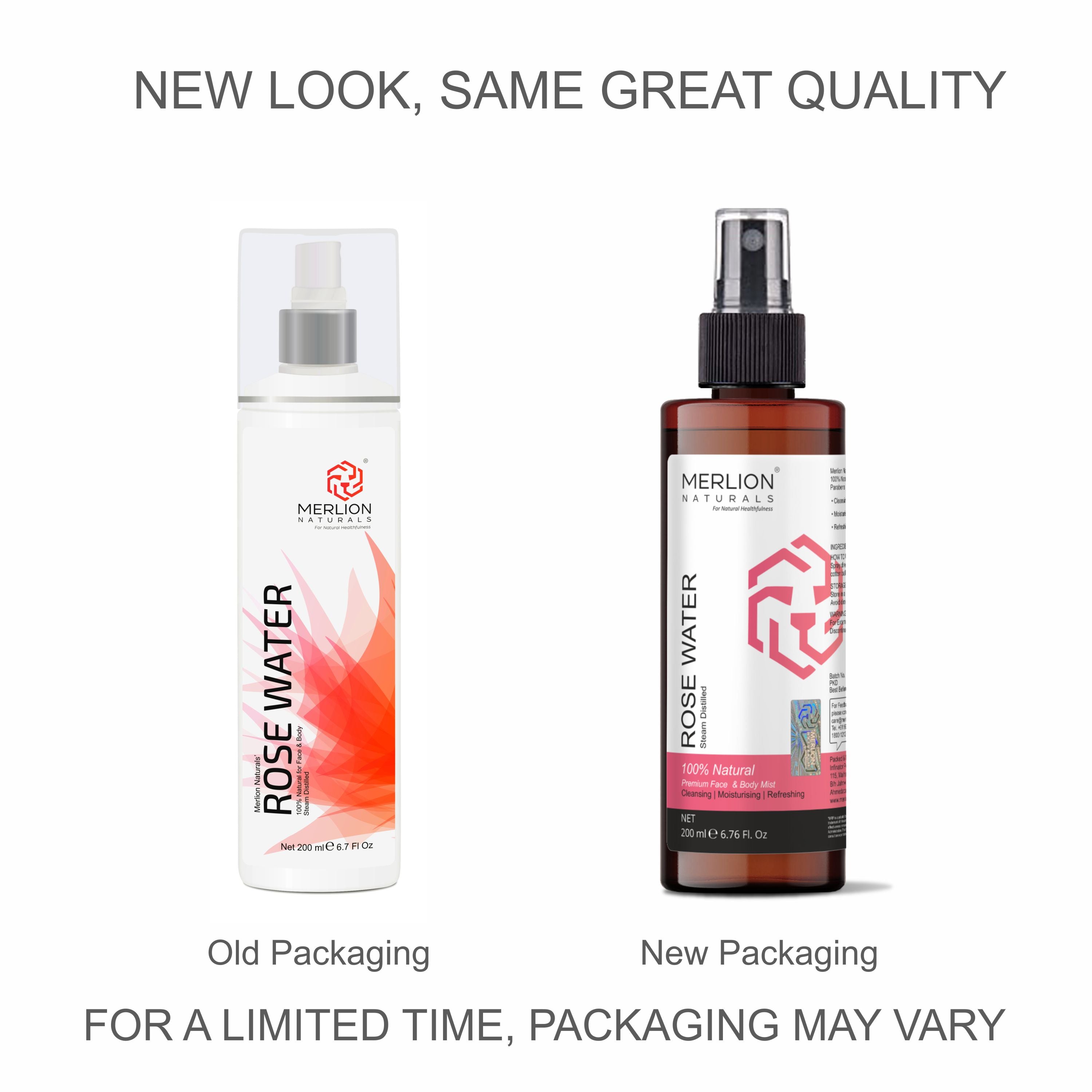Merlion Naturals Rose Water 200ml, Front view, Hydration, pH Balance, Soothing, Antioxidant, Scalp Health, Cosmetic