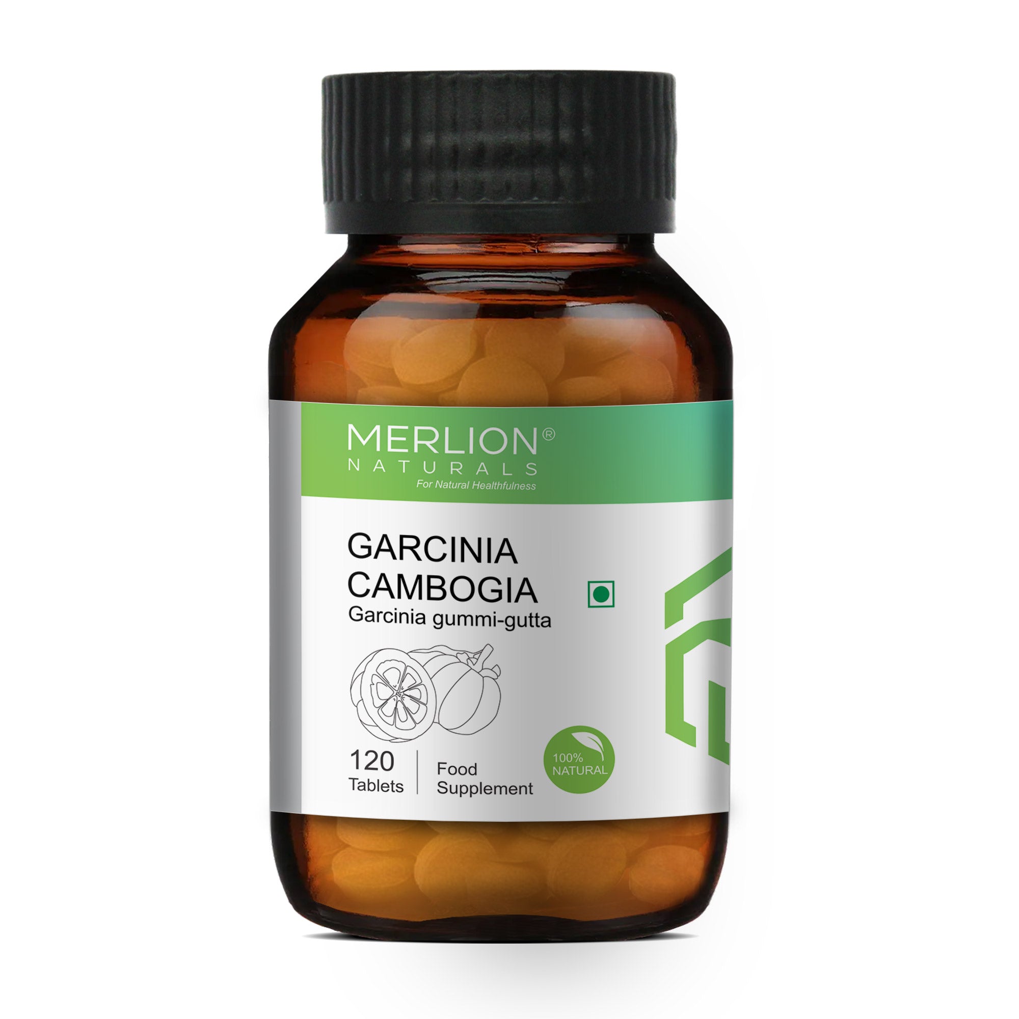 Merlion Naturals Garcinia Cambogia Tablets 500mg (120 Tablets), Front View view, Weight Management, Metabolism
