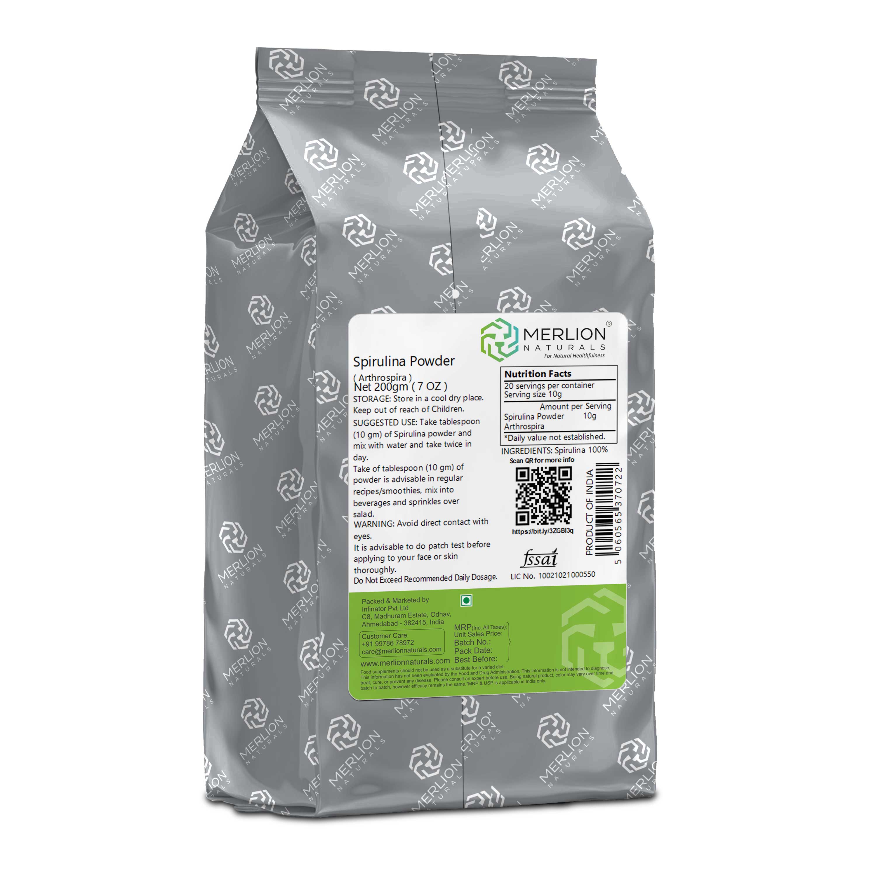 Spirulina Powder | Arthrospira 200g by Merlion Naturals