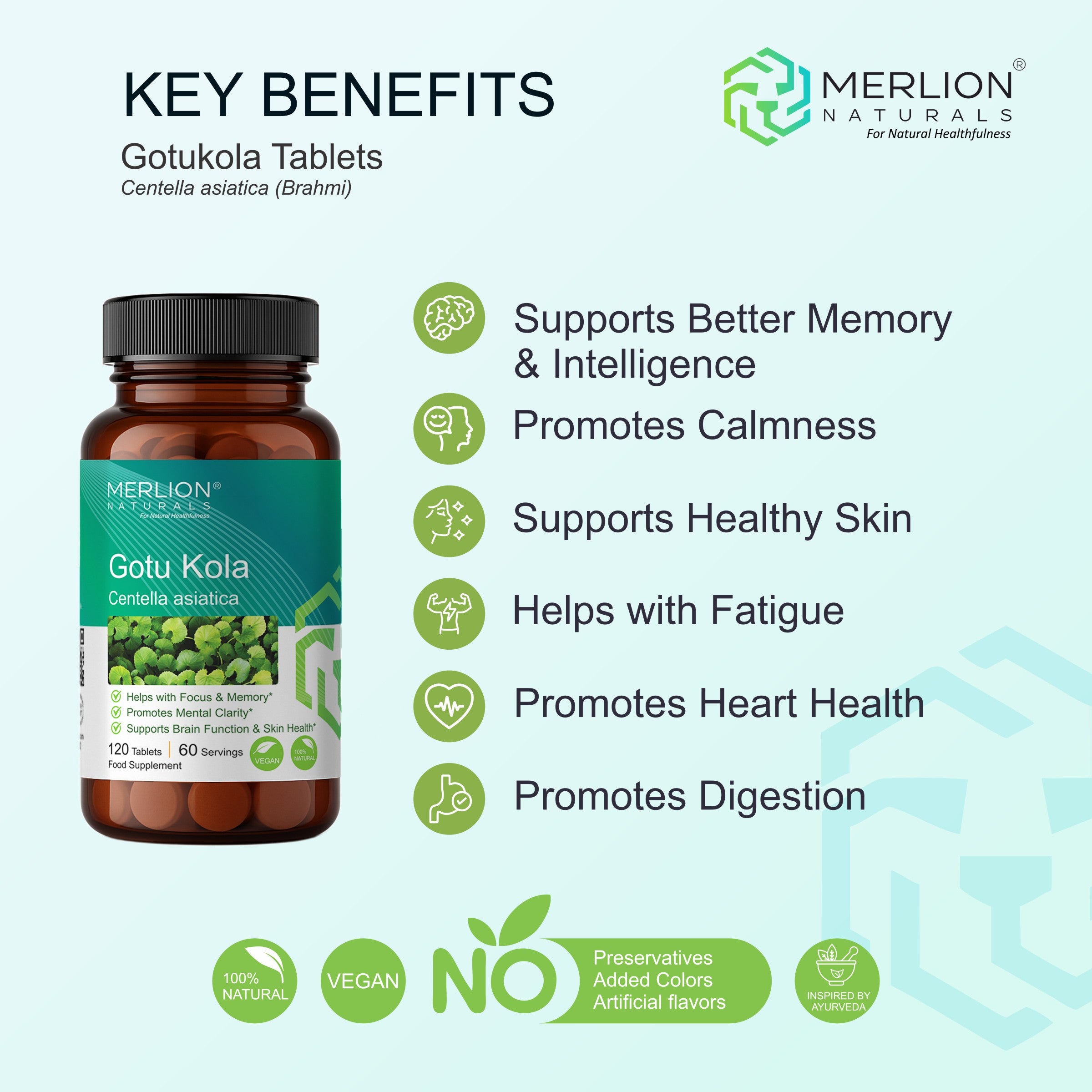 Gotukola Tablets (Centella asiatica), 500mg x 120 Tablets