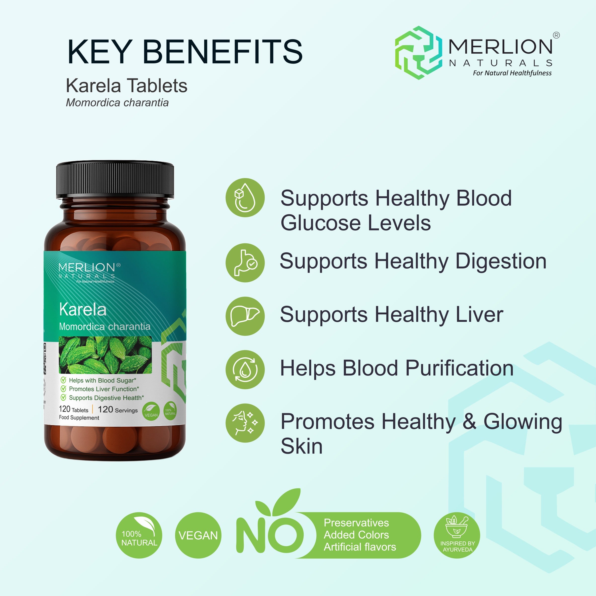 Karela Tablets (Bitter Melon), 500mg x 120 Tablets Merlion Naturals Australia