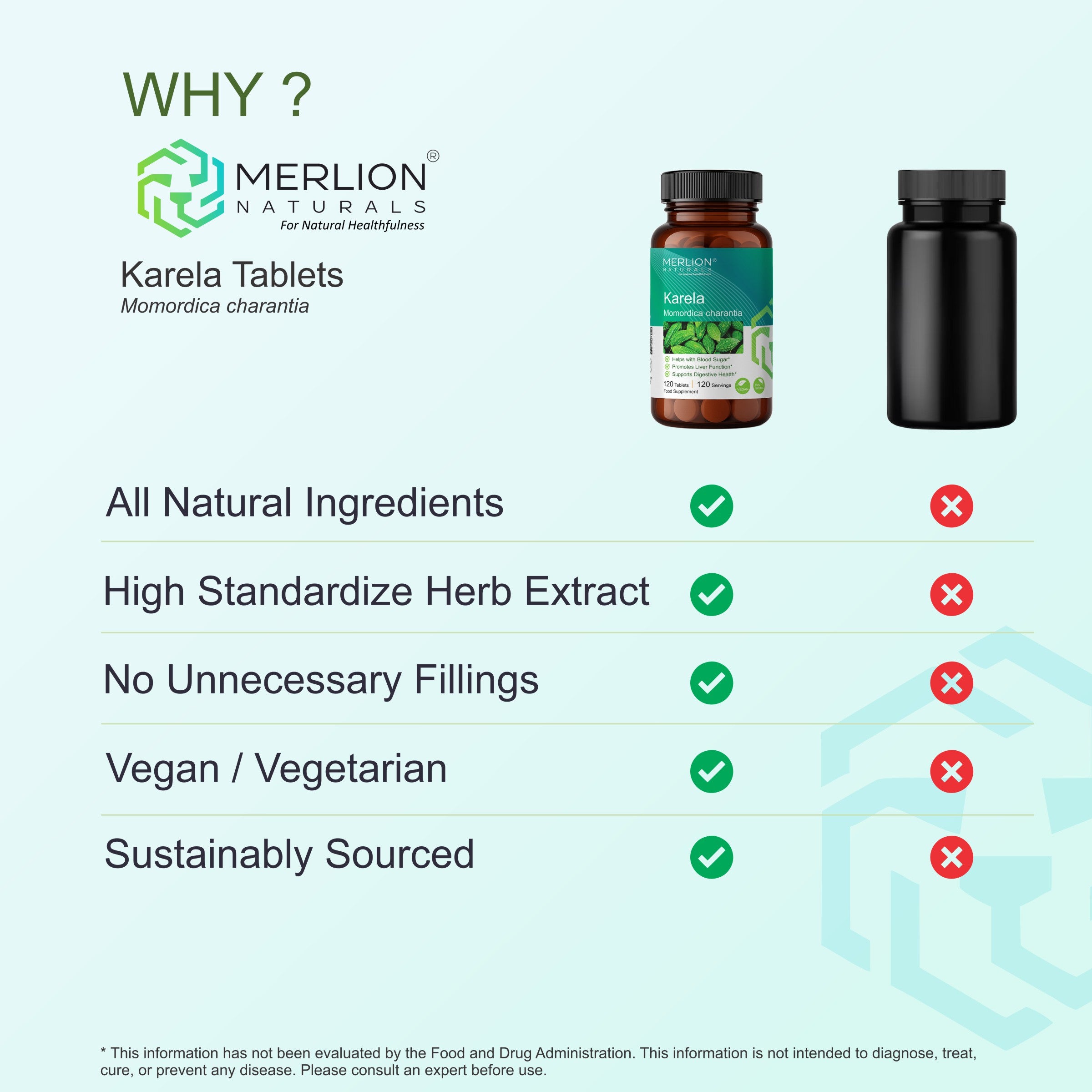Karela Tablets (Bitter Melon), 500mg x 120 Tablets Merlion Naturals Australia