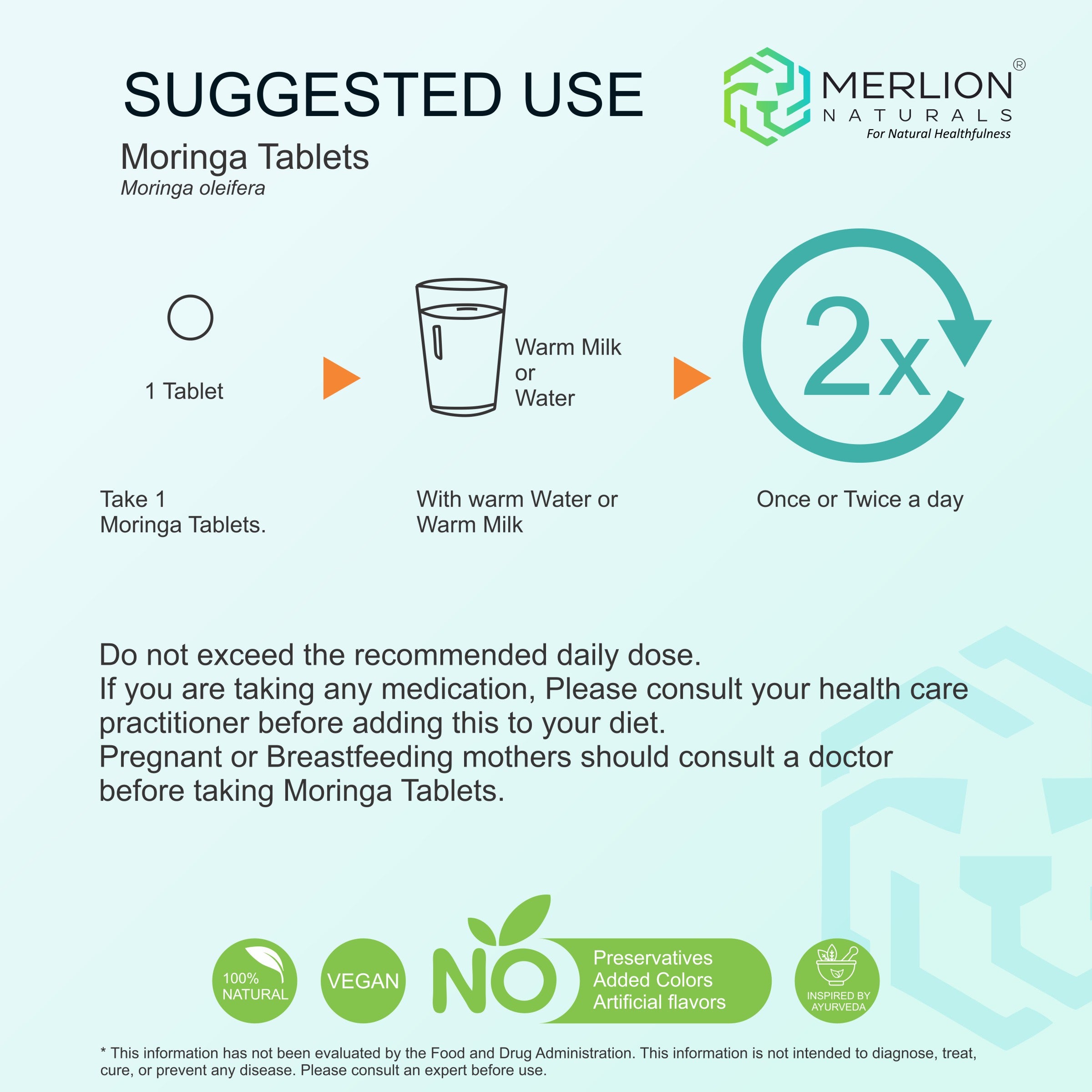 Moringa Tablets (Moringa oleifera), 500mg x 120 Tablets