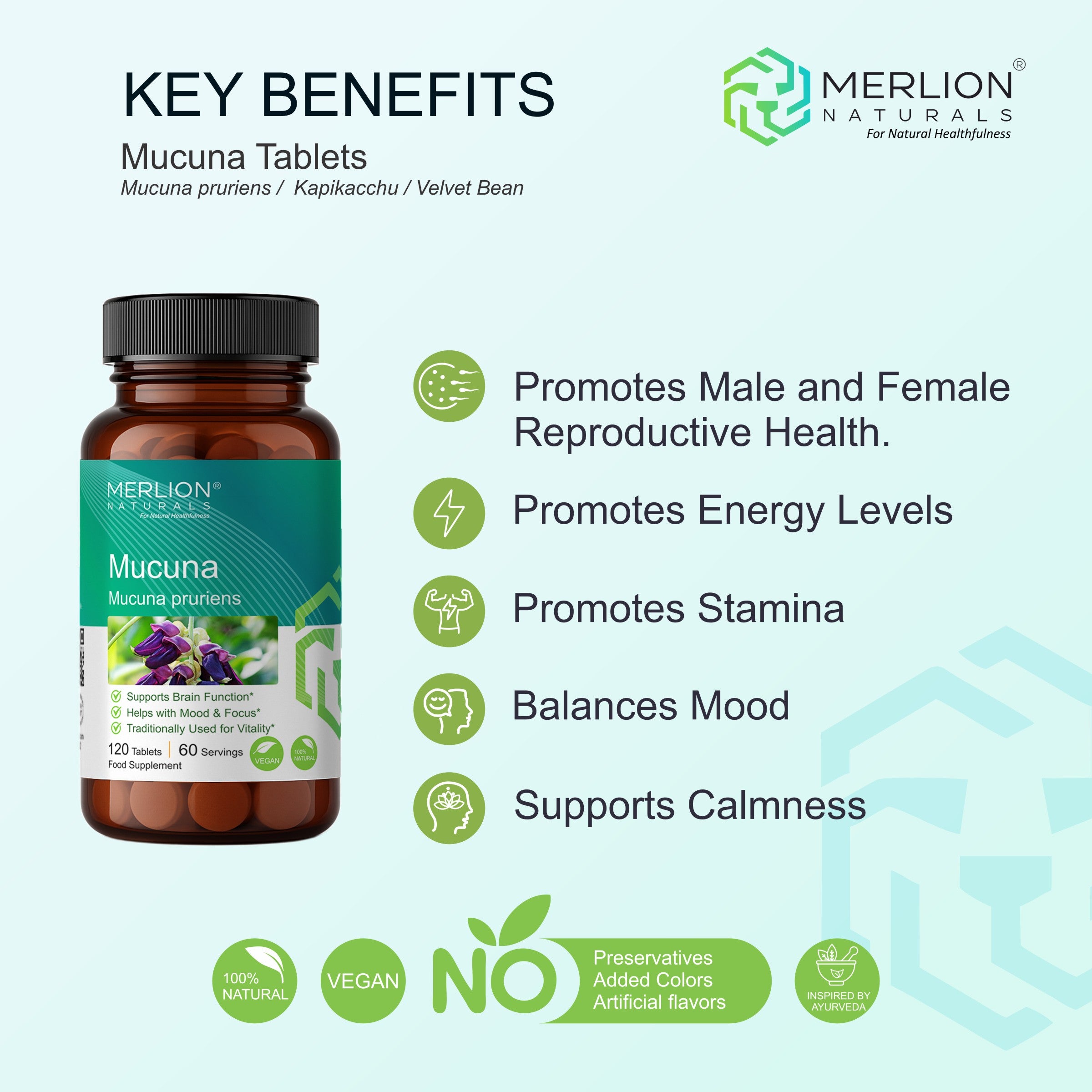Mucuna Tablets (Kapikachu) Mucuna pruriens, 500mg x 120 Tablets
