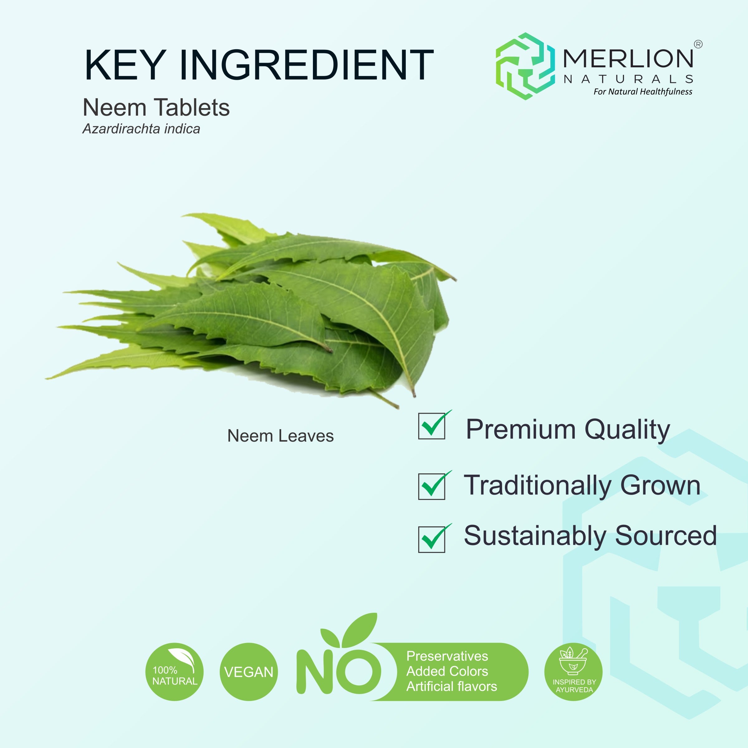 Neem Tablets (Azardirachta indica), 500mg x 120 Tablets