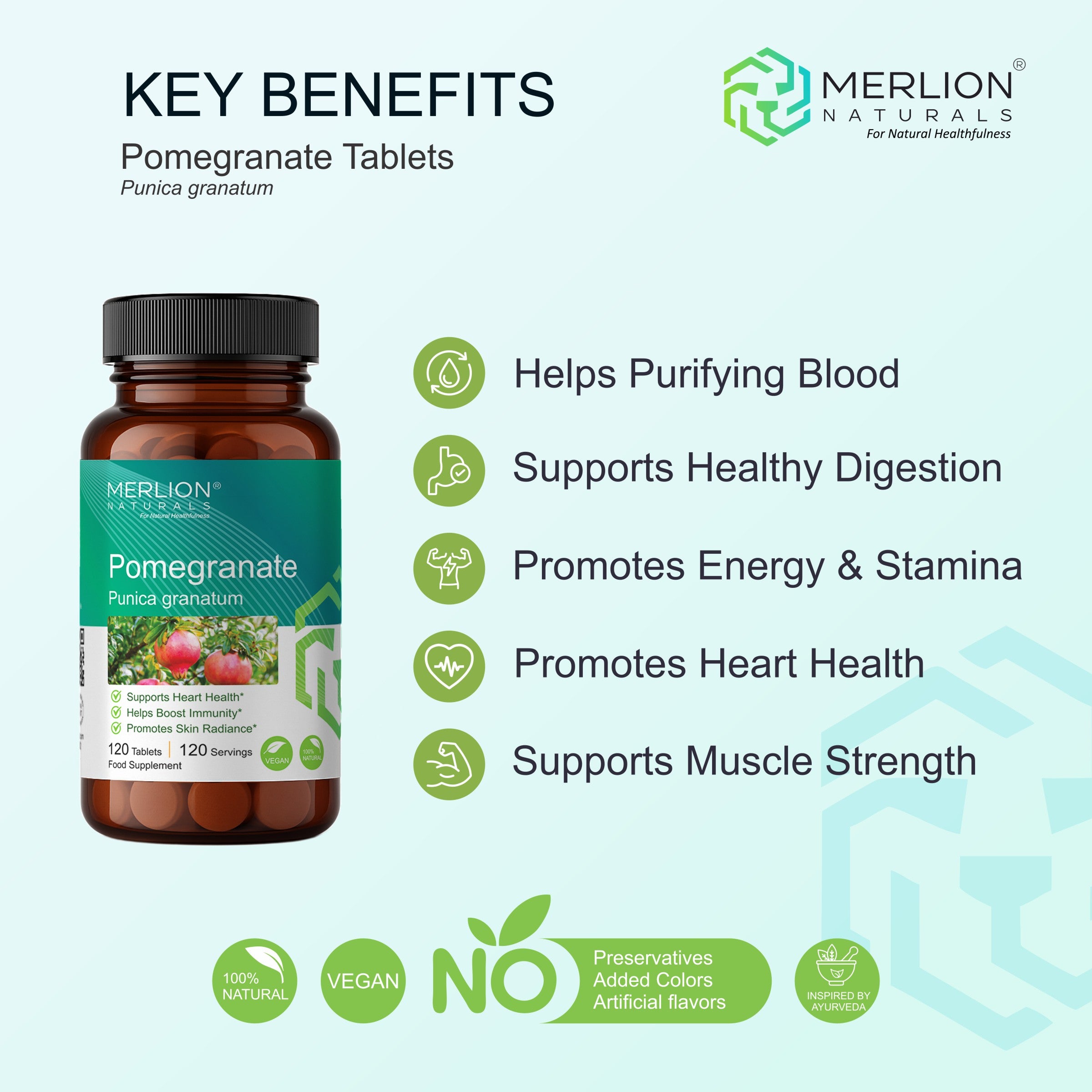 Pomegranate Tabelts, Punica granatum, 500mg x 120 Tablets