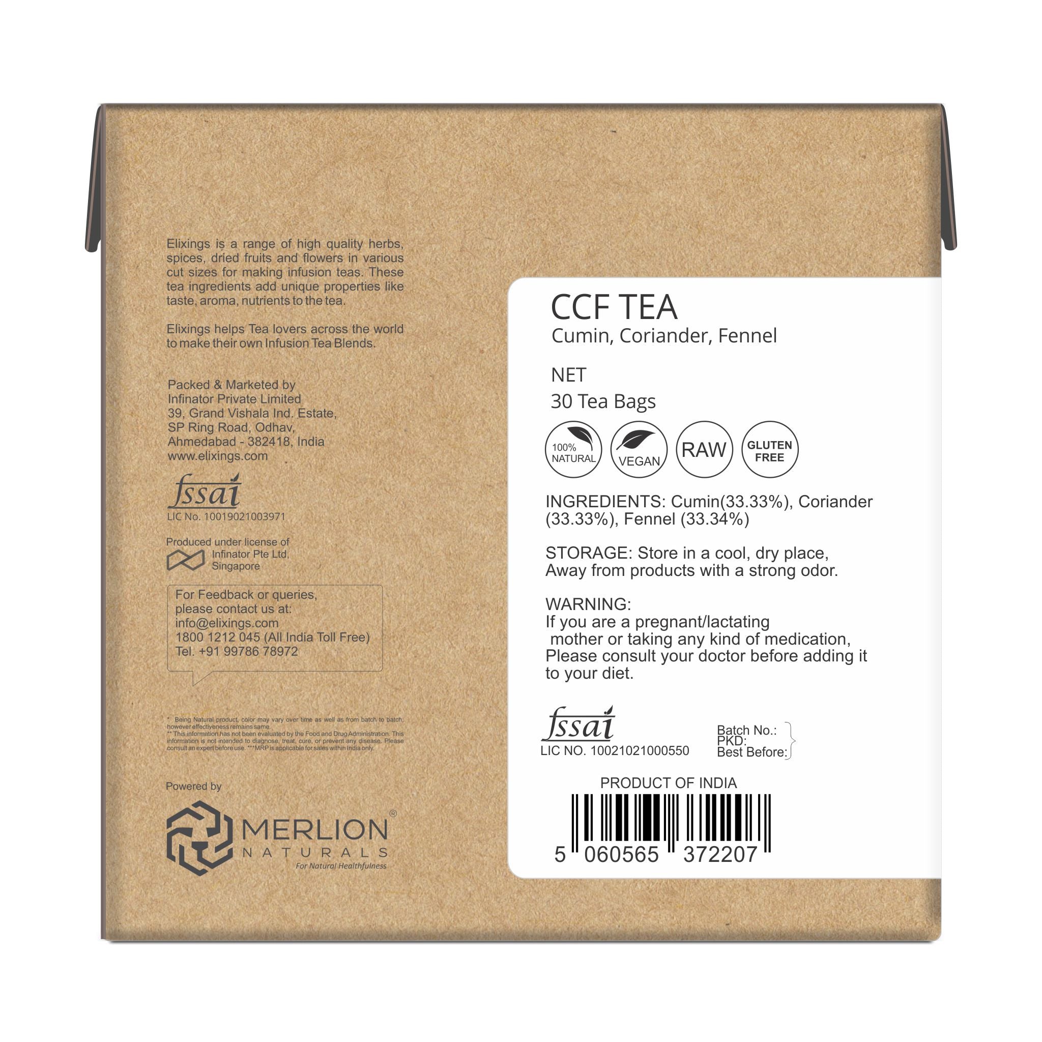 CCF Tea (Cumin, Coriander and Fennel Tea) - 30 Tea Bag